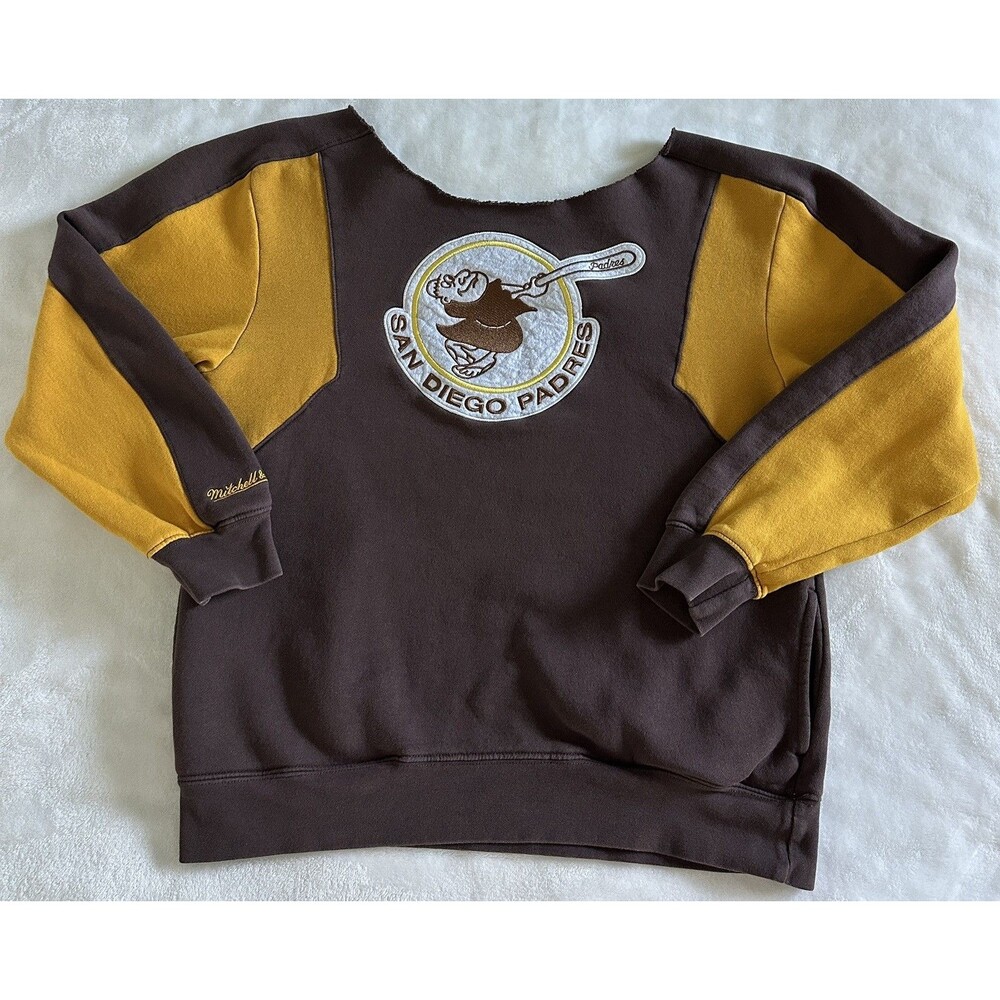 Mitchell & Ness SD Padres Cooperstown Wide Raw Neck Sweatshirt Chenille Patch 22